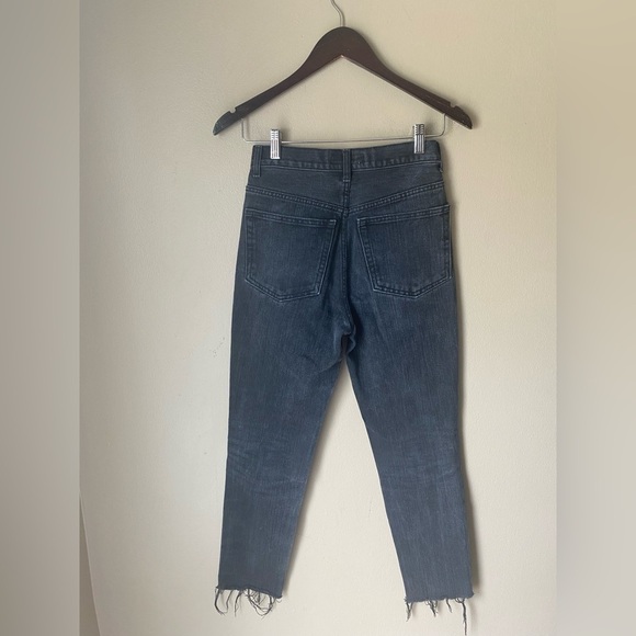 Pixie Market High Rise Black Denim Raw Hem Straight Leg Jeans - Picture 4 of 7